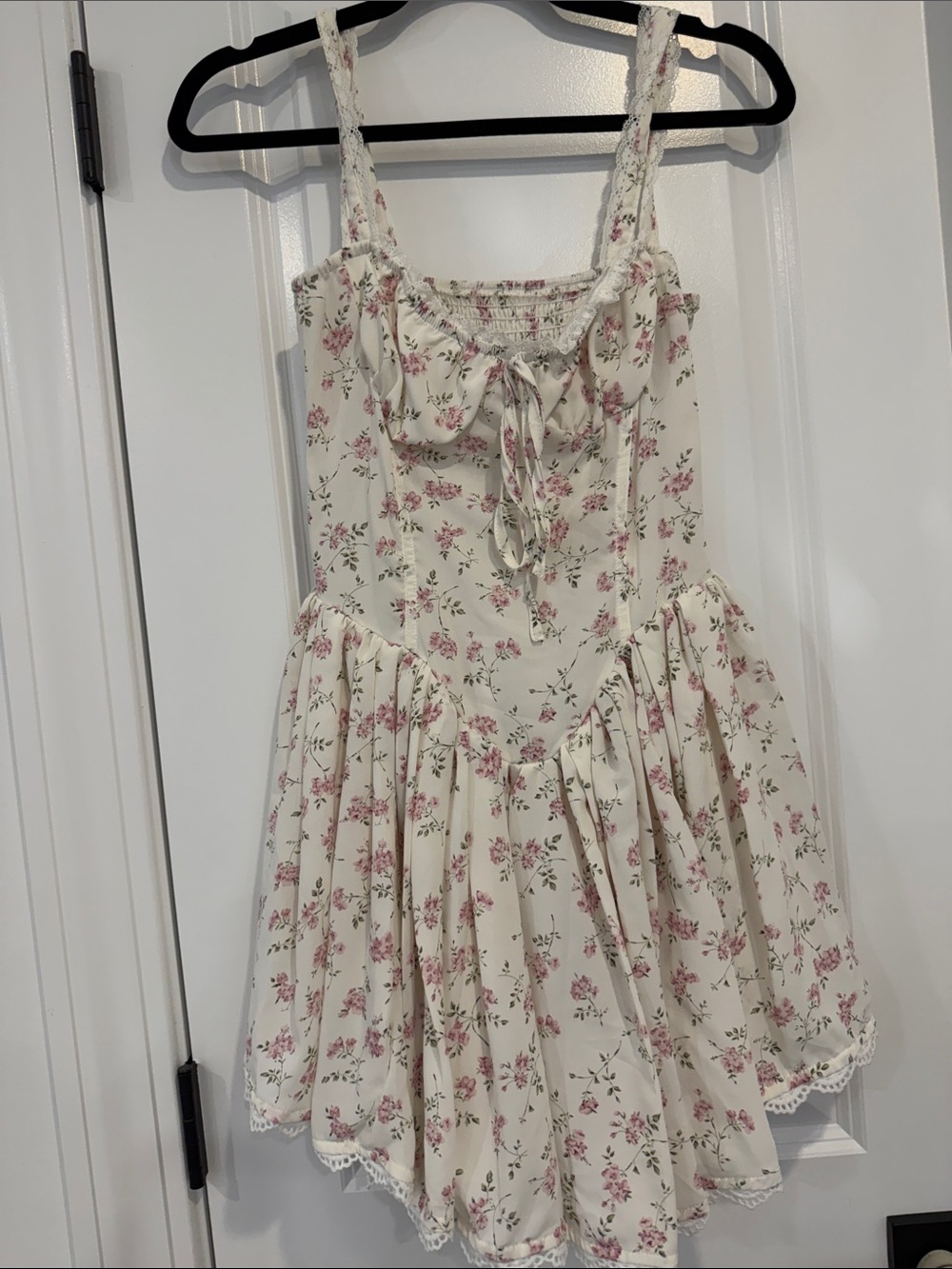 Girls Cream Floral Sundress with Pink Blossoms